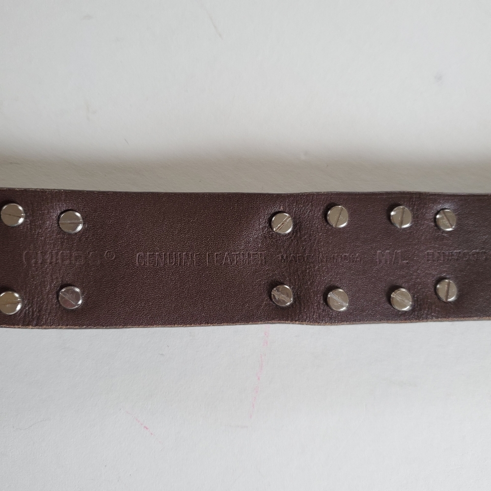Chicos Brown Adjustable Leather Statement Belt Si… - image 3